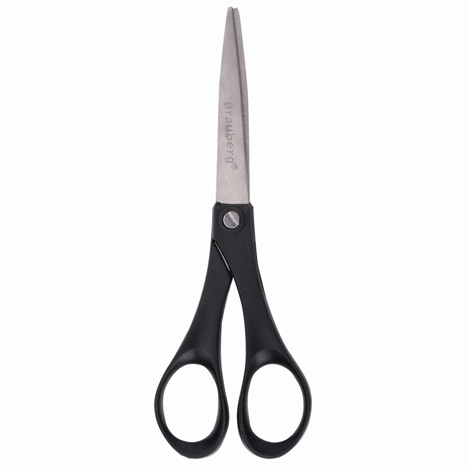 Ножницы BRAUBERG Comfort, 180 мм, чёрные, 2-х сторонняя заточка, в картонной упаковке с европодвесом, 230931 230931 230931
