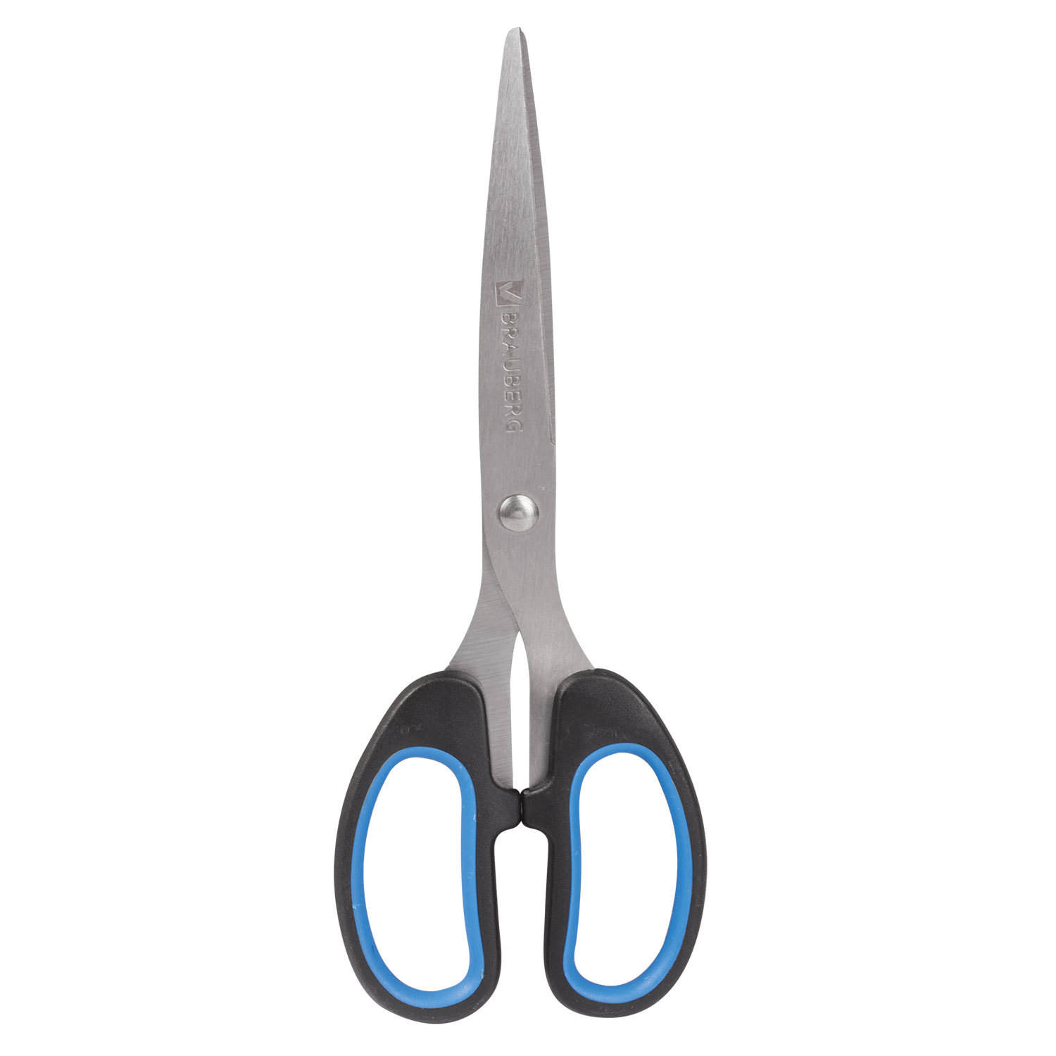 Ножницы BRAUBERG Classic+, 205 мм, классической формы, резиновые вставки, черно-синие, 236449 236449 236449