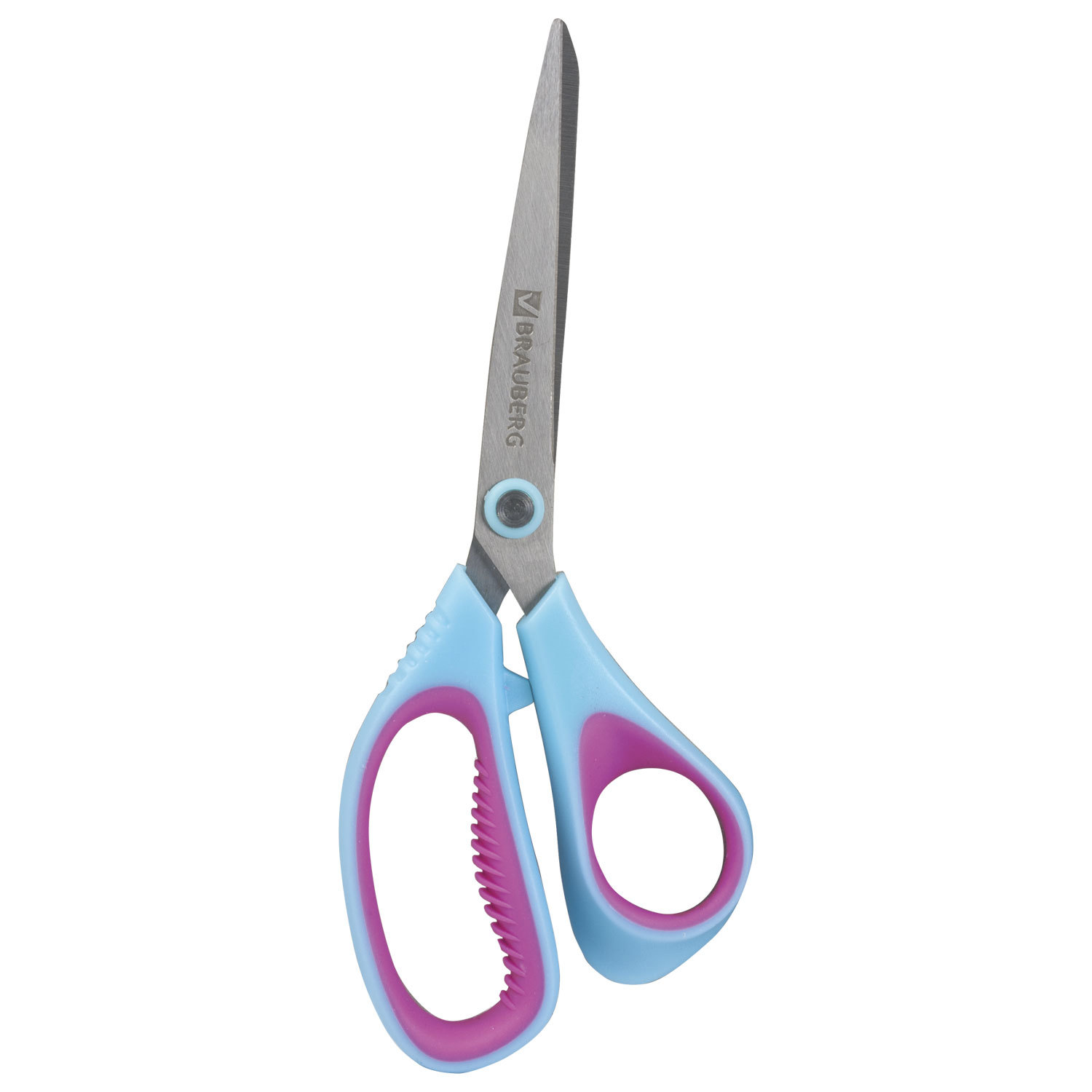 Ножницы BRAUBERG Extra 3D, 216 мм, ассиметричные, ребристые резиновые вставки, бирюзово-фиолетовые, 236453 236453 236453