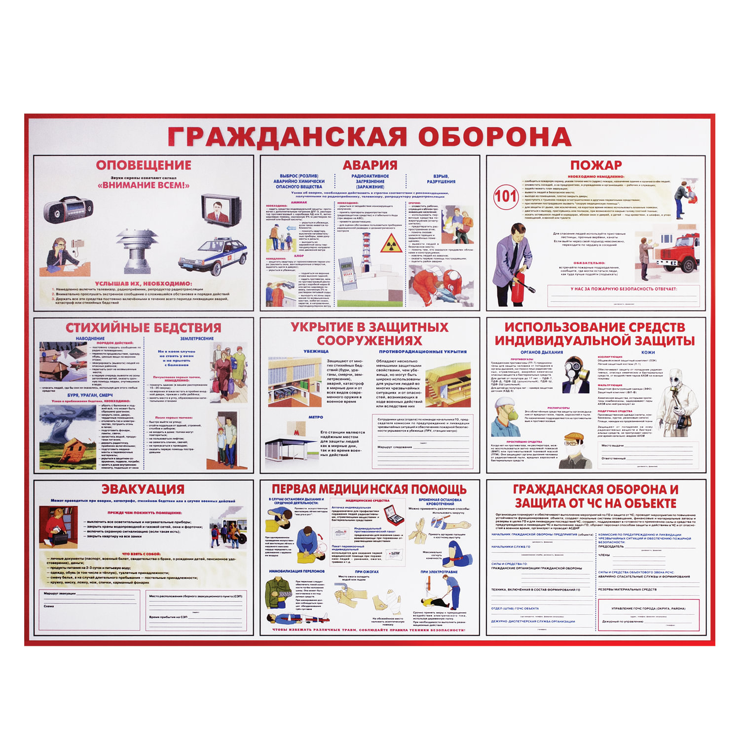 Доска-стенд информационная Гражданская оборона (910х700 мм), пластик купите по выгодной цене
