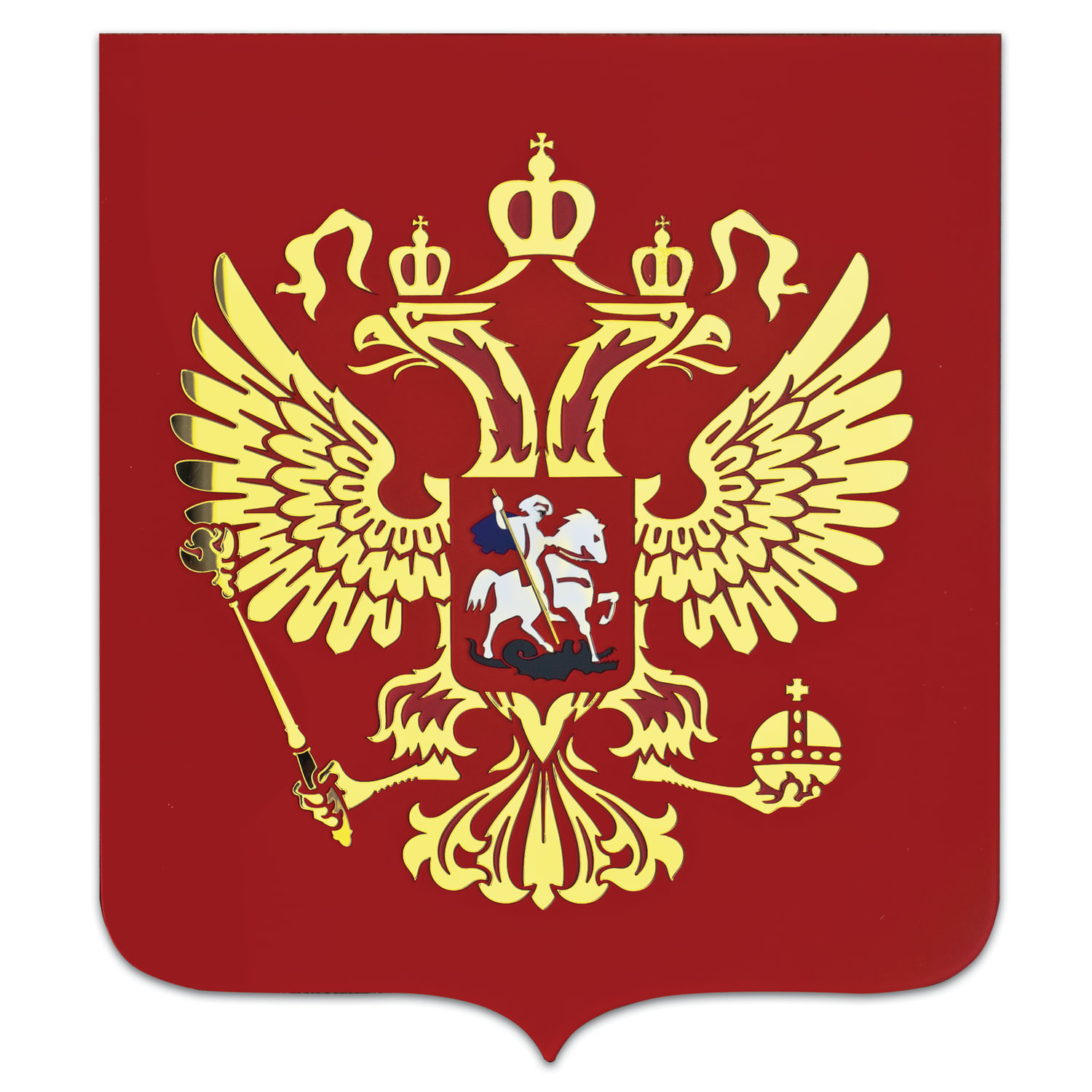Герб РФ, 50х42 см, из акрила, инкрустация, с крепежом, 550017 купите по выгодной цене